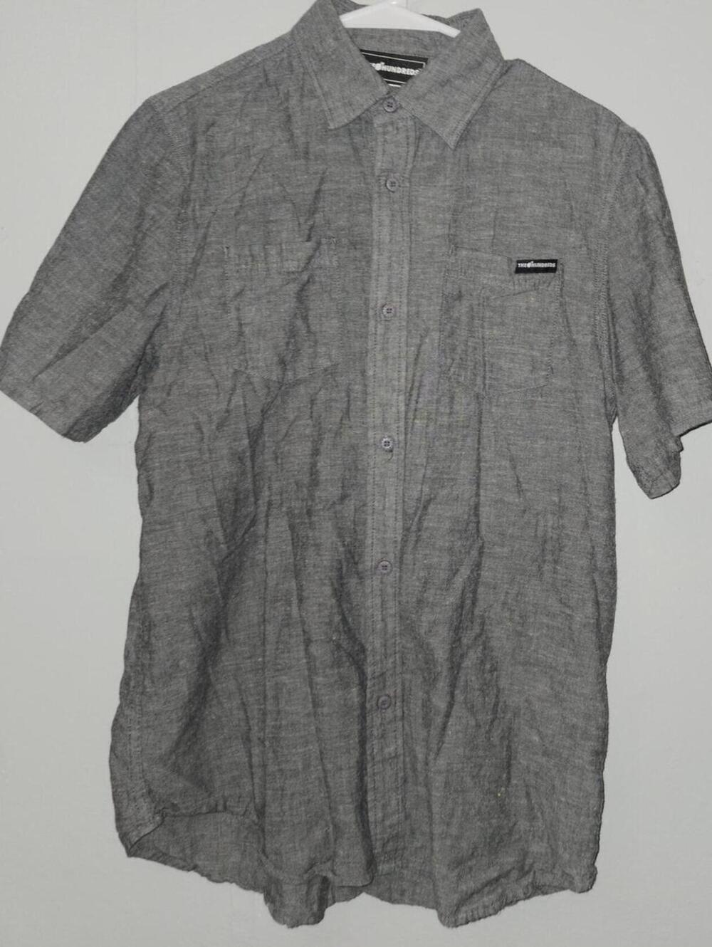 The Hundreds Men's Short Sleeve Button-Up Shirt Gray SIZE MEDIUM